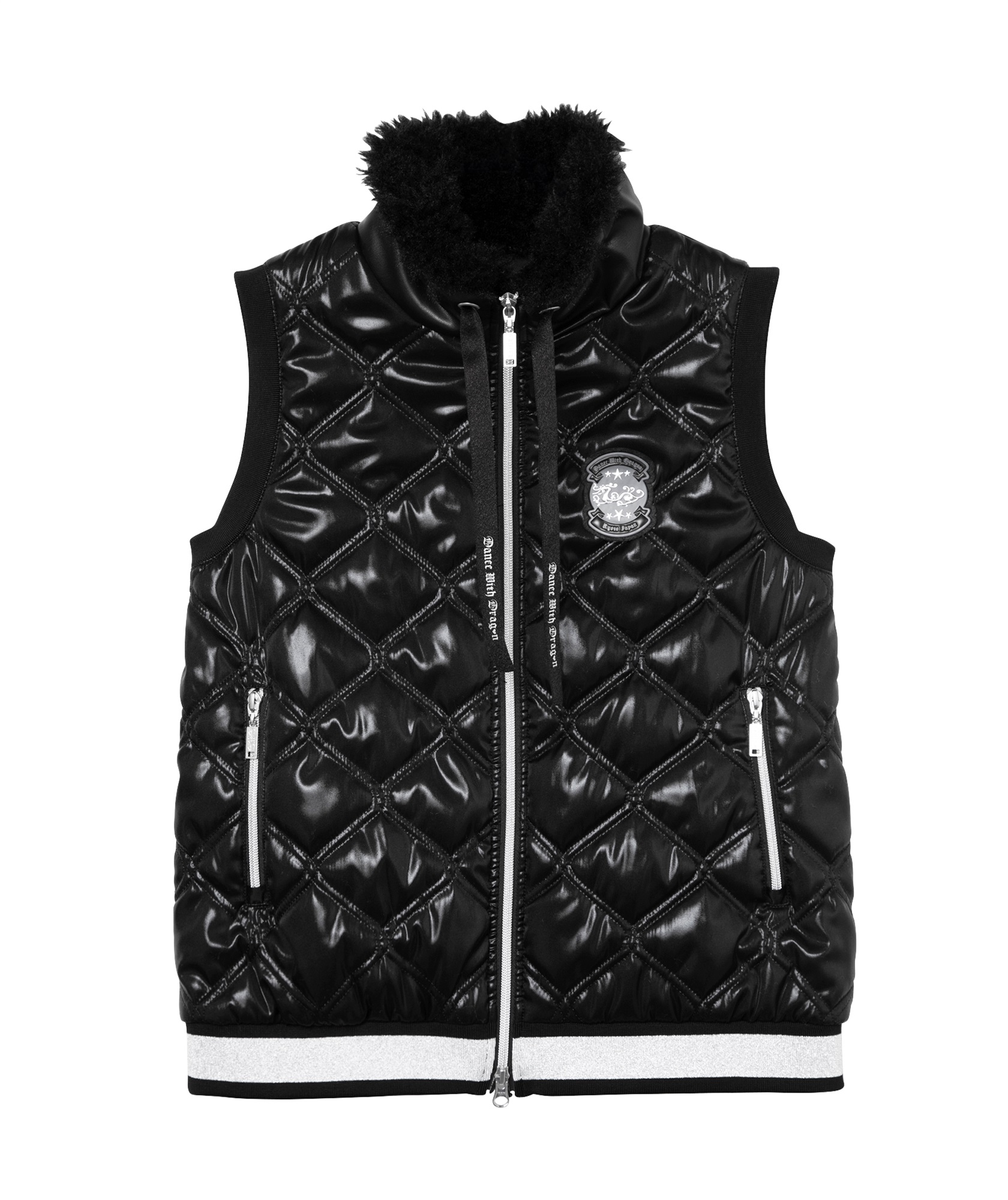 メタリックタフタキルティングベスト(BLACK-M)