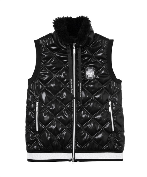 メタリックタフタキルティングベスト(BLACK-M)