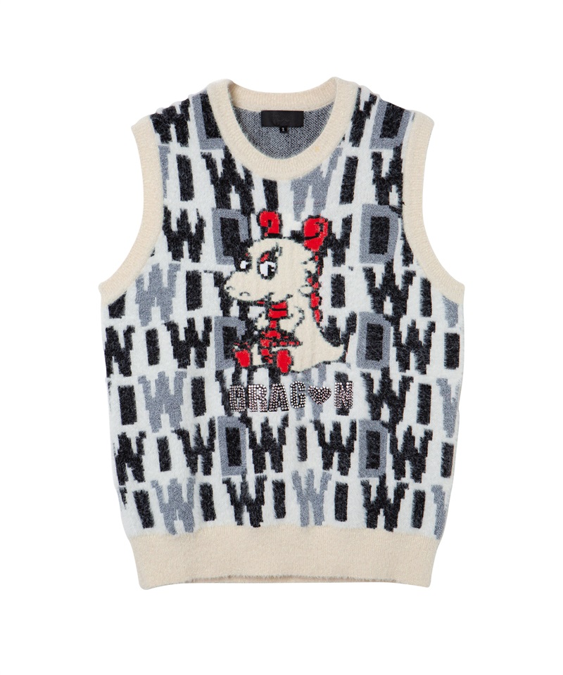 フェザーヤーンロゴチビドラベスト(WHITE-M)