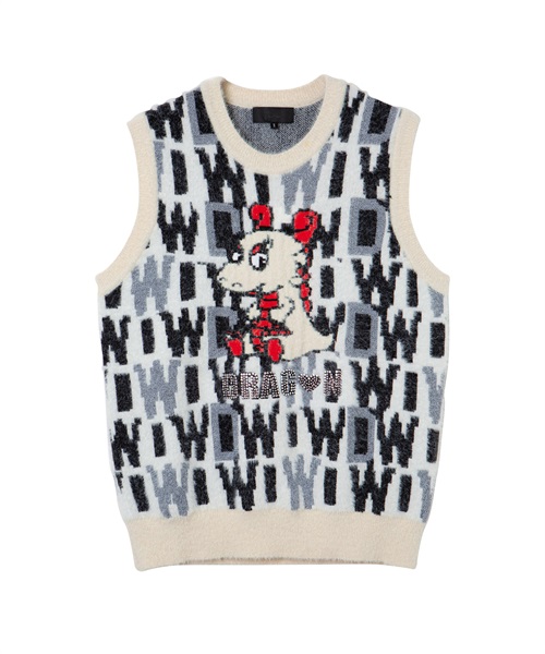 フェザーヤーンロゴチビドラベスト(WHITE-M)