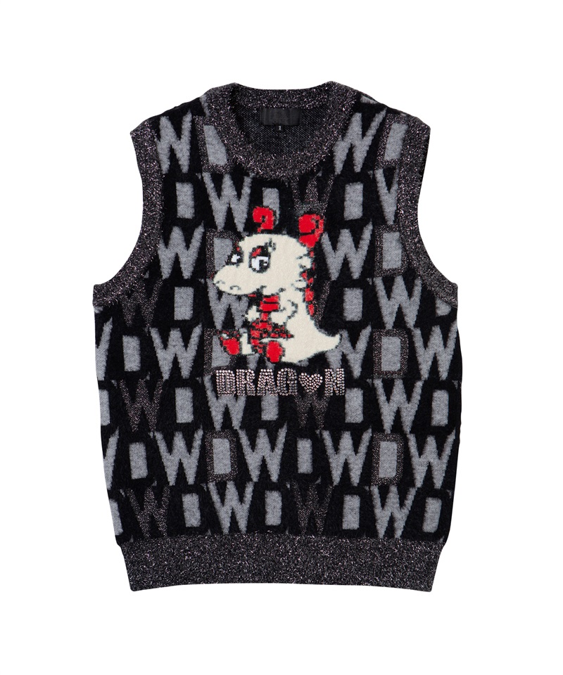 フェザーヤーンロゴチビドラベスト(BLACK-M)