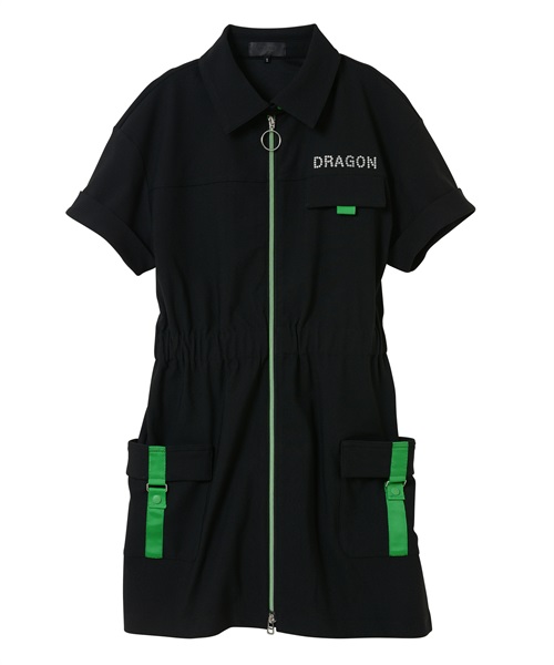 ECOBLUEカーゴワンピース(BLACK-M)