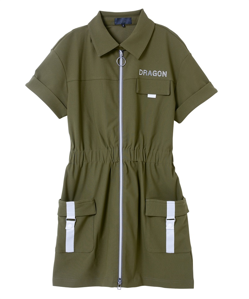 ECOBLUEカーゴワンピース(KHAKI-M)