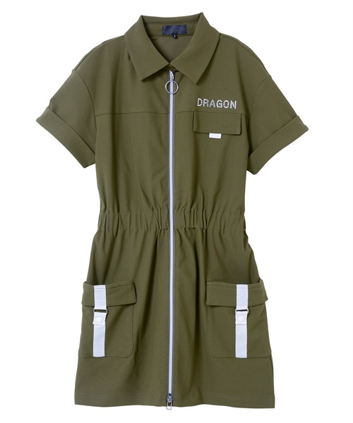ECOBLUEカーゴワンピース(KHAKI-M)