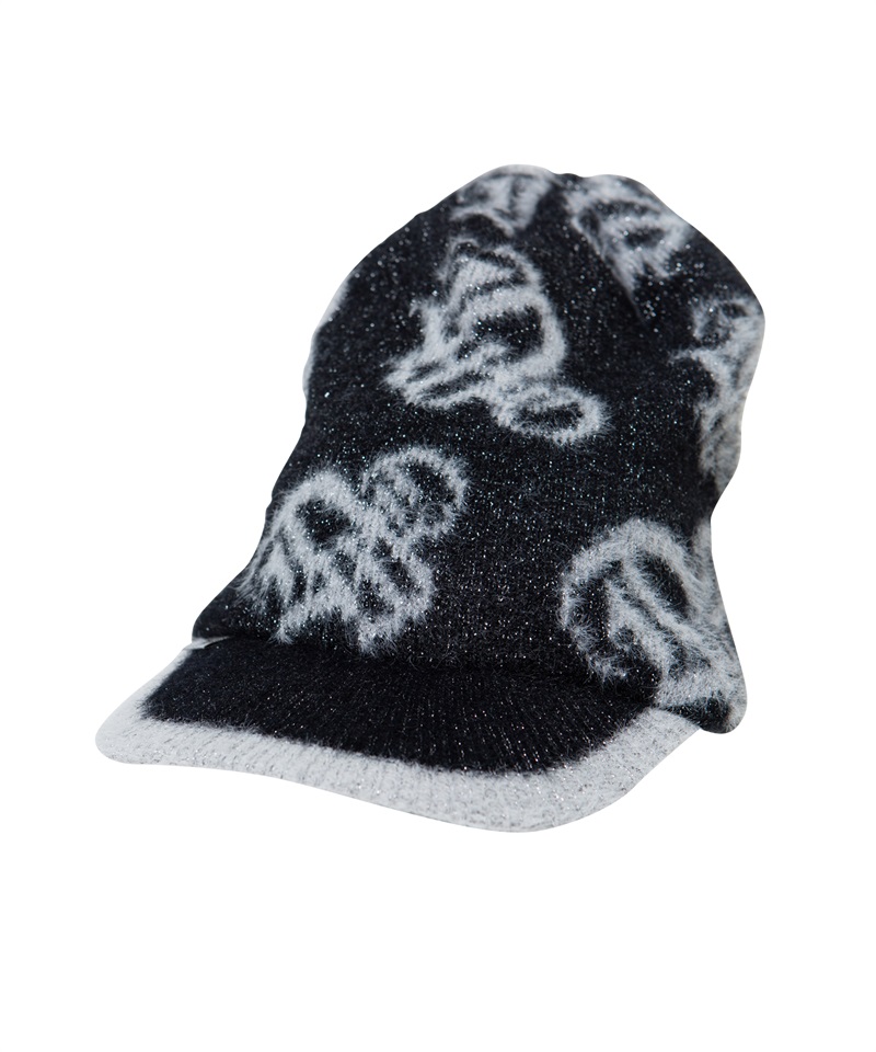 ラメフェザーニットキャップ(BLACK-free)