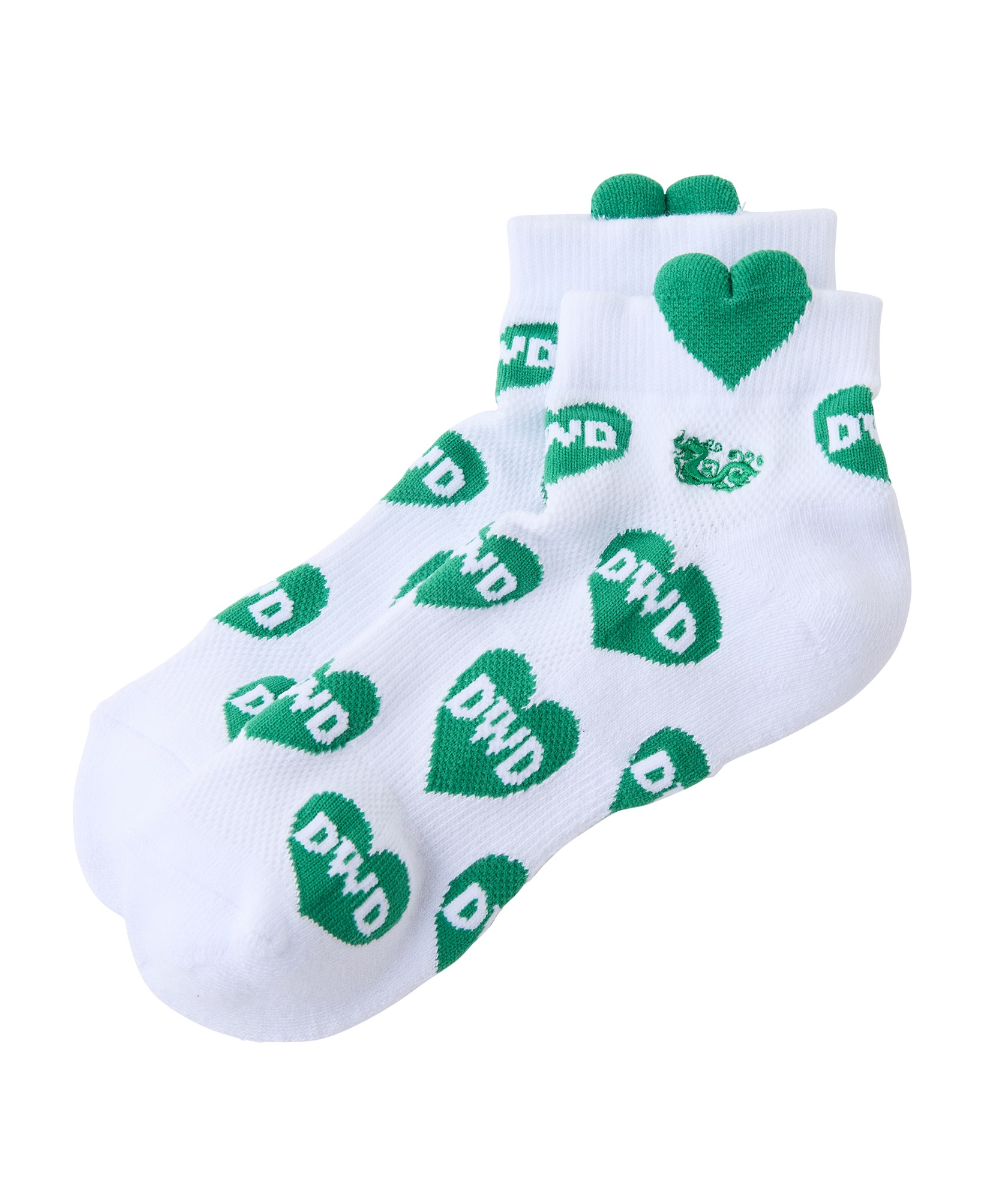 ハートJQスニーカーソックス（レディース）(GREEN-free)