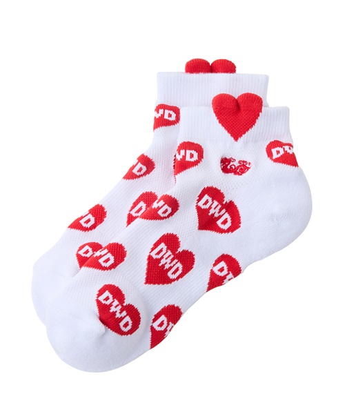 ハートJQスニーカーソックス（レディース）(RED-free)