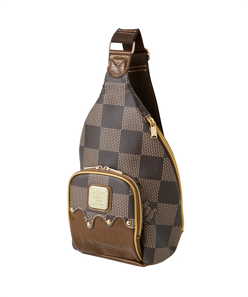 DOTチェックボディバッグ(DK BROWN-free)