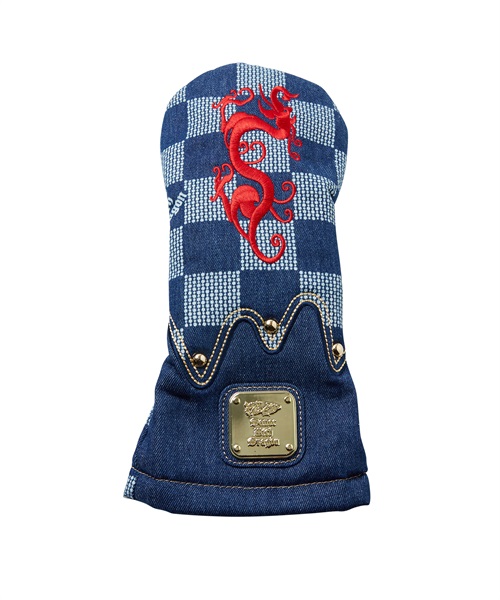 デニムDOTチェックヘッドカバー（DR）(NAVY-free)