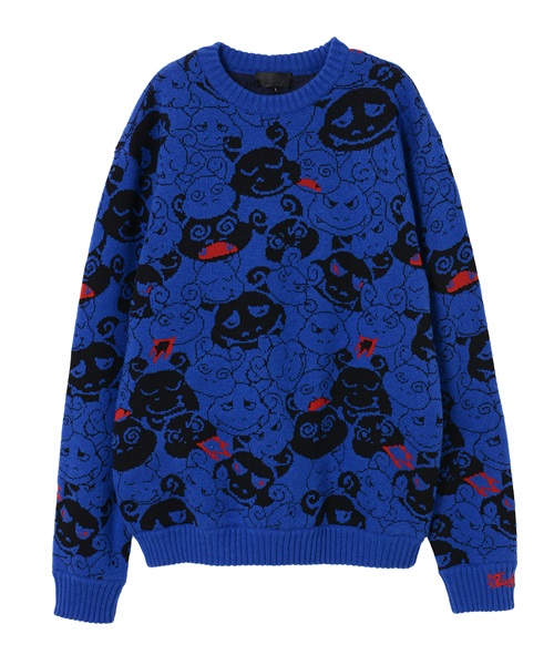 ジャガードニットセーター(NAVY-LADIES  M)