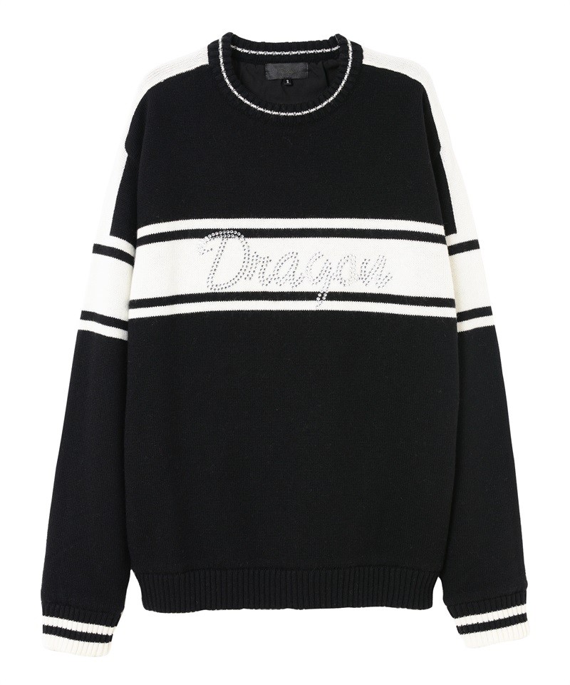 ツートンニットセーター(BLACK-LADIES  M)