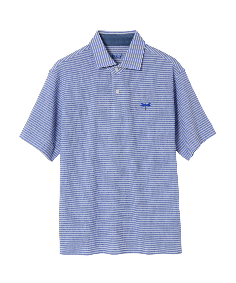 【tovho】クレープシャツ(BLUE-M)