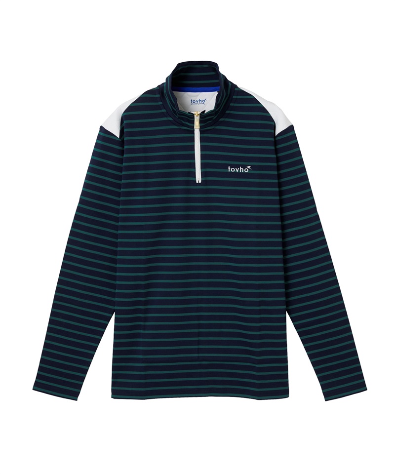 【tovho】ボーダー　ＺＩＰ　ＴＥＥ(NAVY-M)