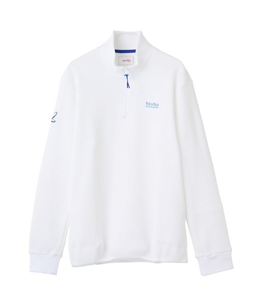 【tovho】ワッフルジップシャツ(WHITE-M)