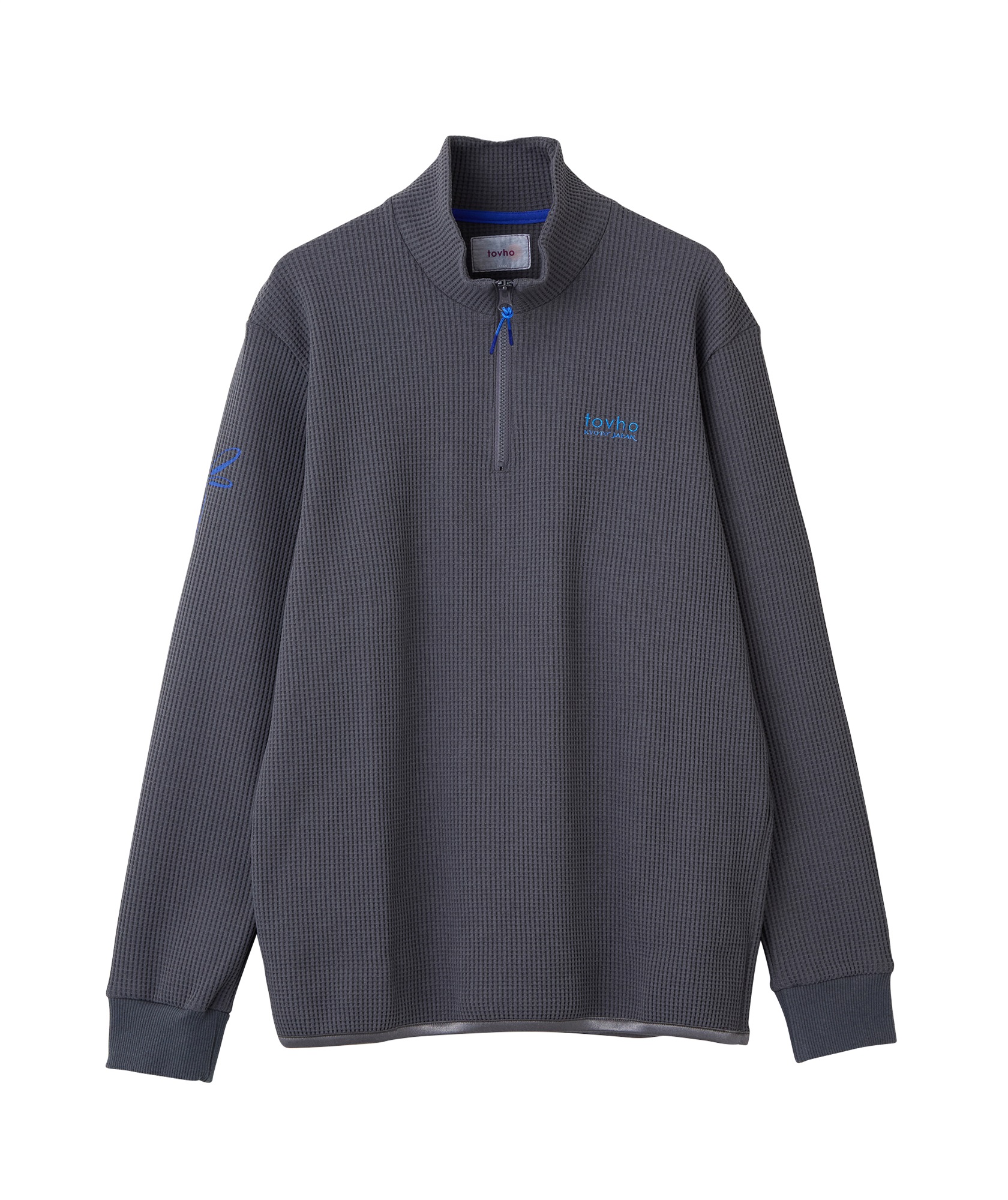 【tovho】ワッフルジップシャツ(GRAY-M)
