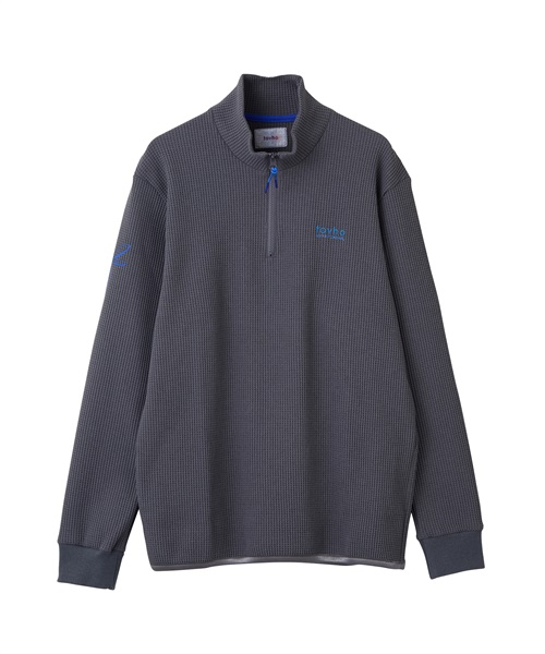 【tovho】ワッフルジップシャツ(GRAY-M)