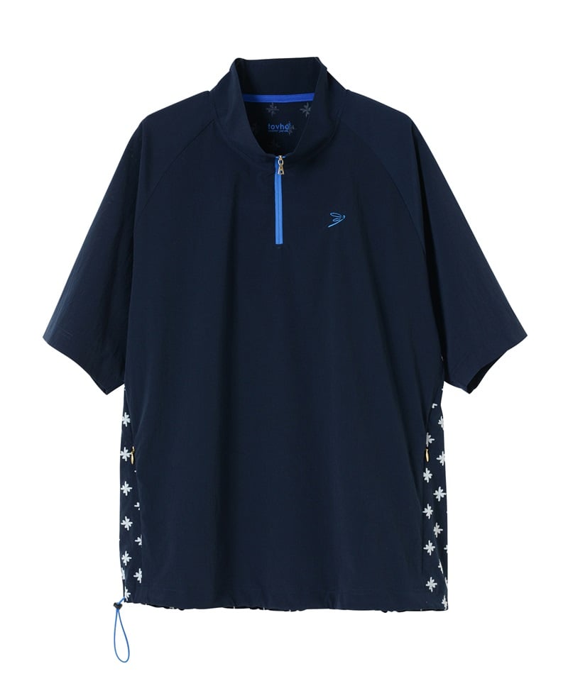 【tovho】ピンホールハーフジップシャツ(NAVY-M)