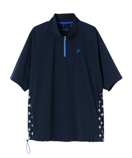 【tovho】ピンホールハーフジップシャツ(NAVY-M)