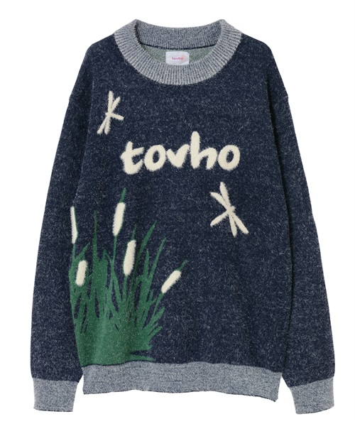【tovho】エコファーテクスチャーニット(NAVY-M)