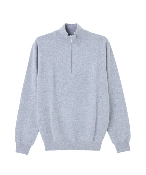【tovho】ハーフZIPカシミヤセーター(GREY-M)