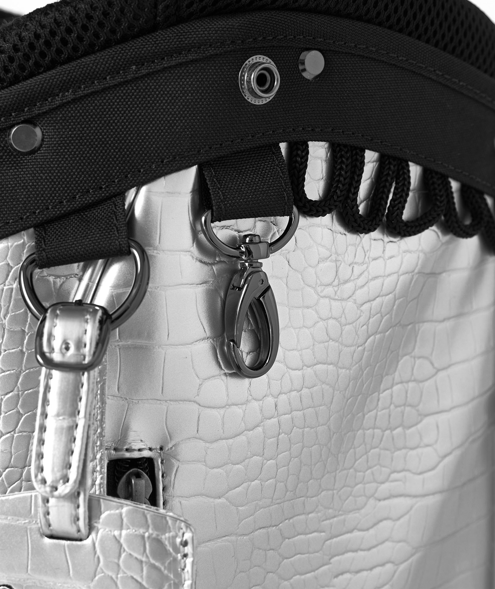 △本革△ ヘッドカバー6点付限定10本キャディバッグ ホワイト/ブラック